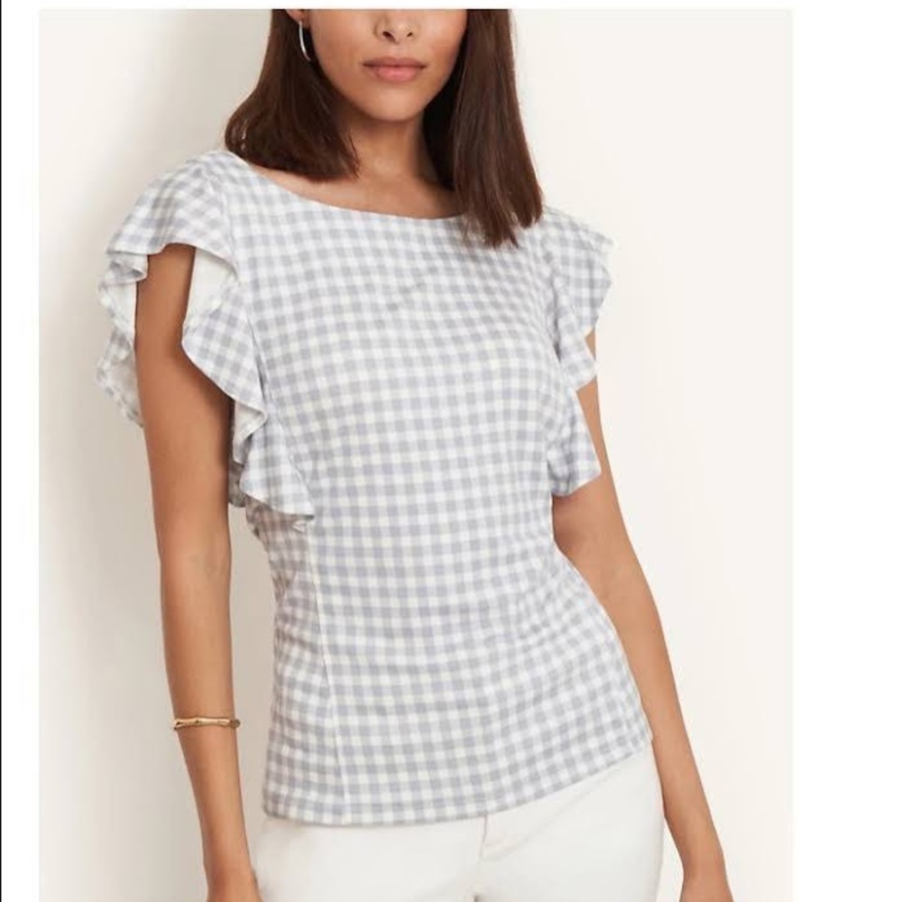 Ann Taylor Knit Gingham Top NWT